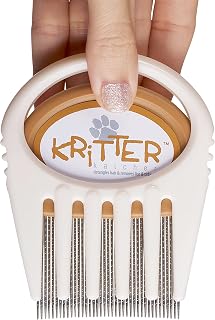 Kritter Katcher Flea & Tick Comb - Gentle Stainless Steel Pet Grooming Tool for Tangles, Dandruff & Skin Conditions