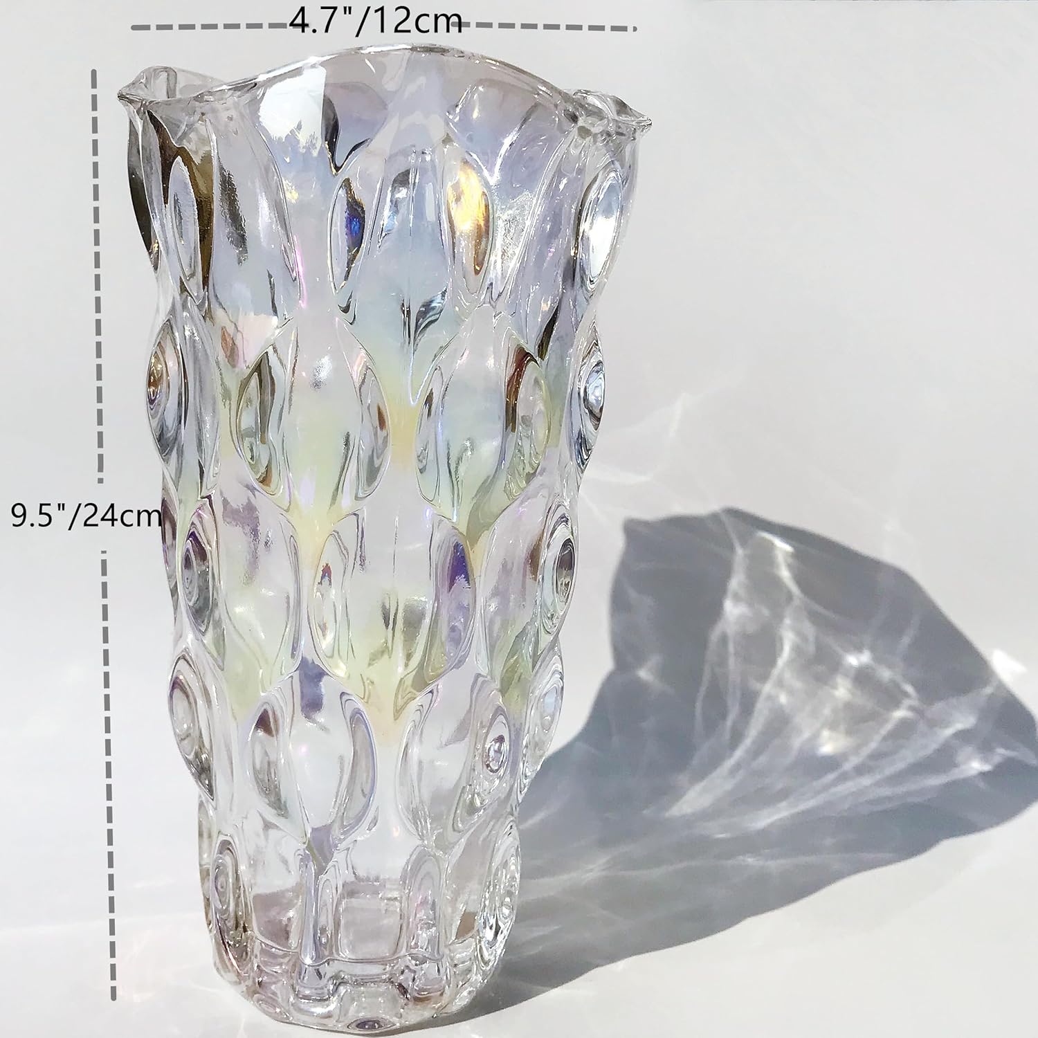 Heavy Glass Flower Vase Thickened 3.5lb 9.5inch Sparkle vase Bohemian Style, for Centerpieces,Wedding,Perfect Home Decor (Sparkle) - Image 3