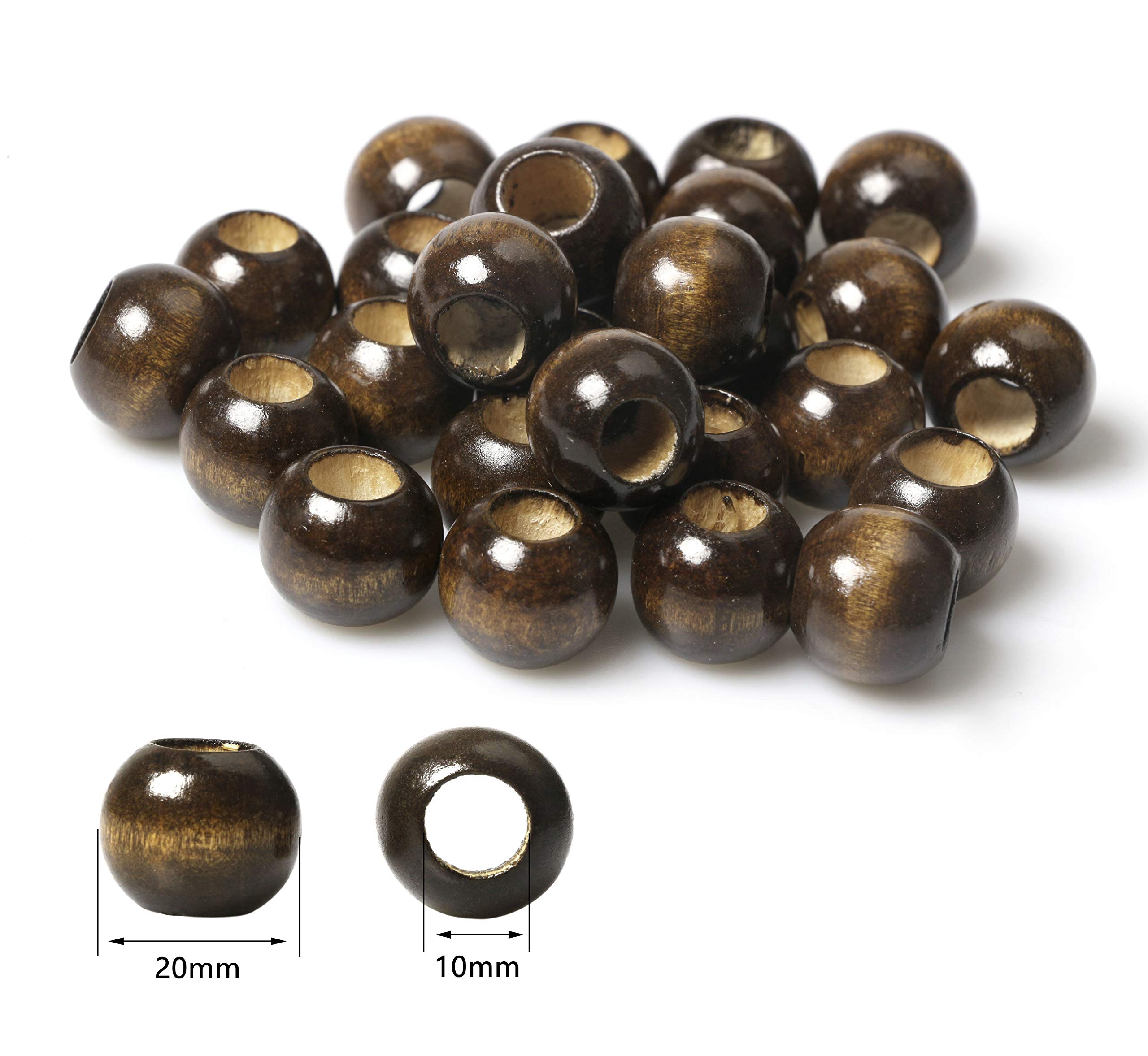 50 Perline In Legno Macramè 20 Mm – Tinte Foglia Di Tè Con Foro 8 Mm – Per Fai Da Te, Gioielli, Decorazioni Rustiche