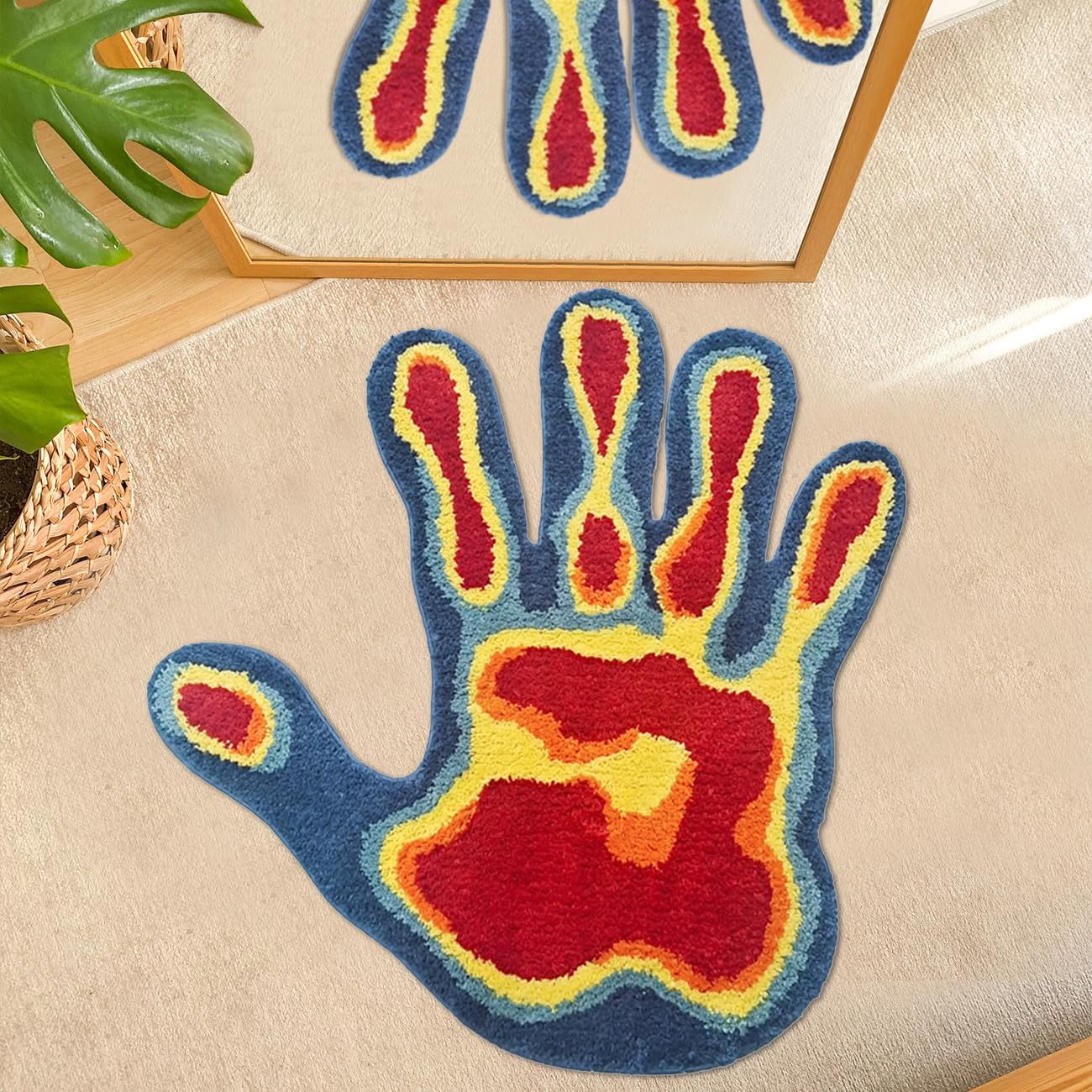 Shovagy Hand Shaped Rug Fun Bedroom Rug Aesthetic Cool Bathroom Rugs Cute Cartoon Abstract Bathroom Mat Extra Soft Tufted Quick Dry Non Slip Bath Mats