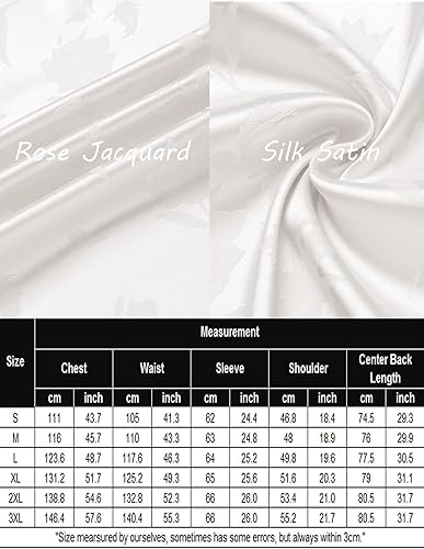 Vista 6 de COOFANDY Camisas de verano de jacquard para hombre, manga corta, satén de seda, casual, con botones, para la playa hawaiana