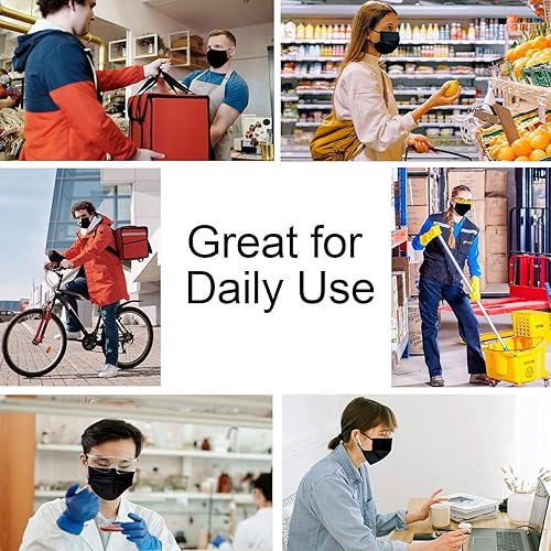 Miniatura 7 de 100 cubrebocas desechables negros de 3 capas, cubrebocas desechables transpirables