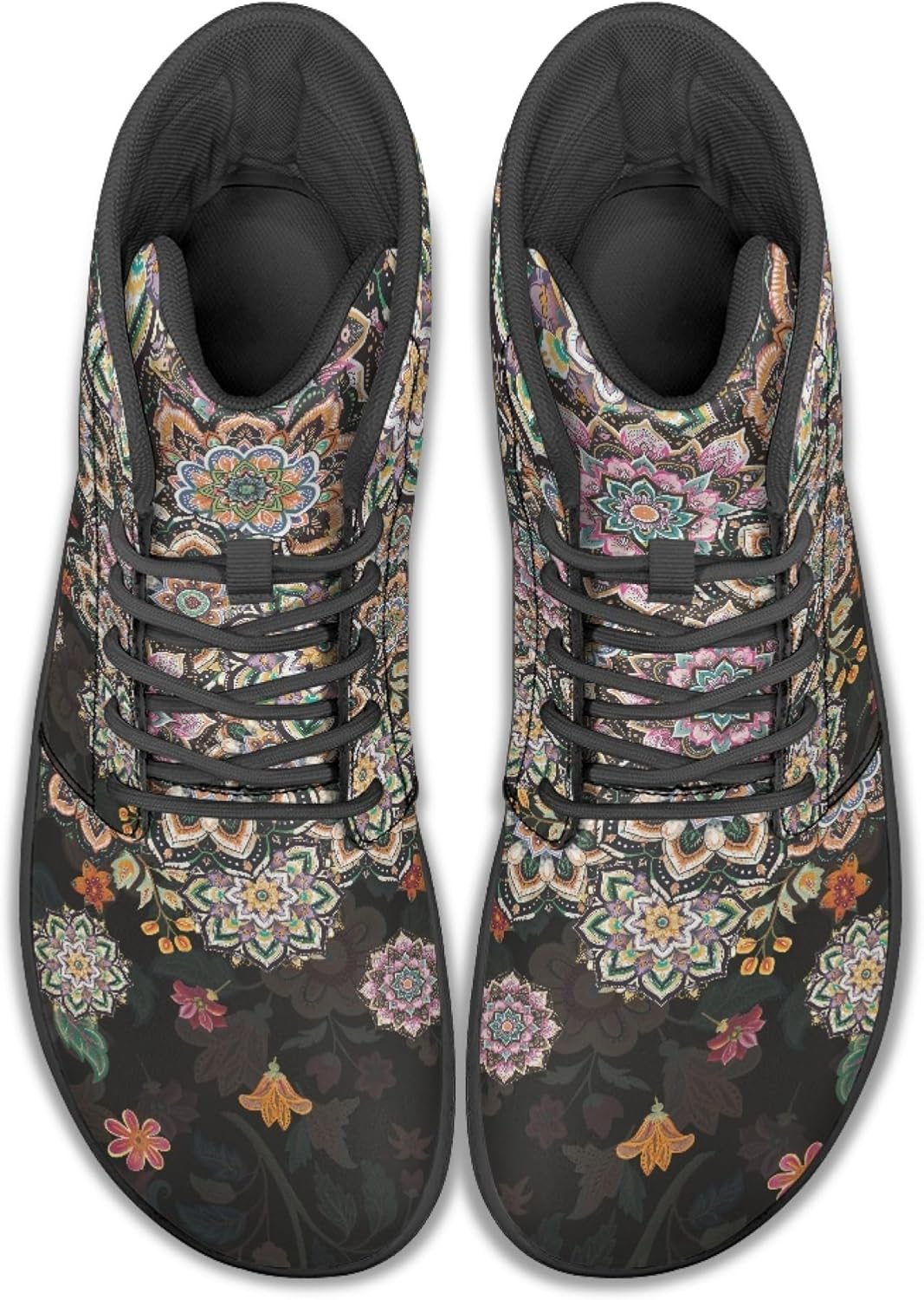 Stylish Print PU Leather High Top Barefoot Sneakers Shoes for Men Women