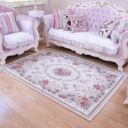 Miniatura 8 de Ukeler - Alfombra rústica con diseño floral para sala, dormitorio, comedor, Tradicional, Rosa (Country Rose)