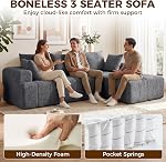 HOMCOM 101" Modular Sectional Sofa with Chaise, Chenille Boneless Cloud Sofa Bed, 3 Seater L-Shaped Couch with Spring Cushion, Wide and Deep Seat, Wide Arms, No Assembly, Grey