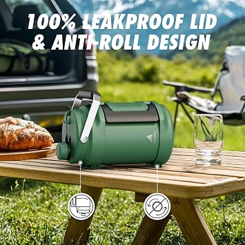 64oz Insulated Water Bottle for Outdoors: 2-in-1 Straw Spout Lid, Dual Handle, Leakproof, Keep Cold 48H, Half Gallon Stainless Steel Water Jug for Sports, Camping, Gym, Work, Beach, Fishing (Forest)