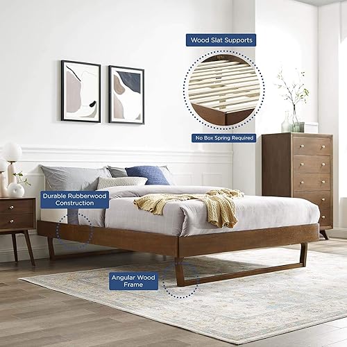Miniatura 8 de Modway MOD-6212-WAL Billie - Marco de cama con plataforma de madera, tamaño individual, nogal