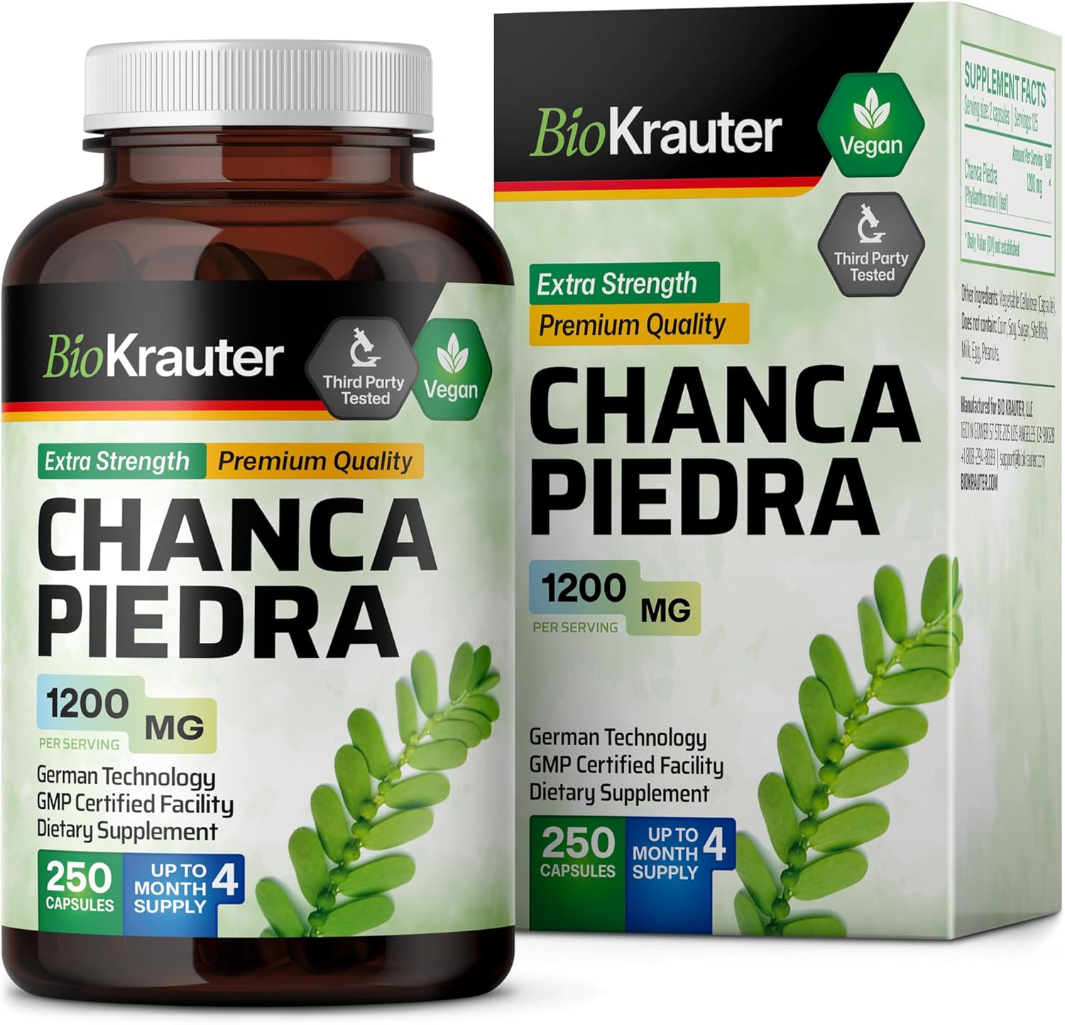 Chanca Piedra Capsules - Natural Kidney &amp; Gallbladder Health Support Supplement - 1200 mg Chanca Piedra Stone Breaker Formula - Vegan Caps 3 Months Supply
