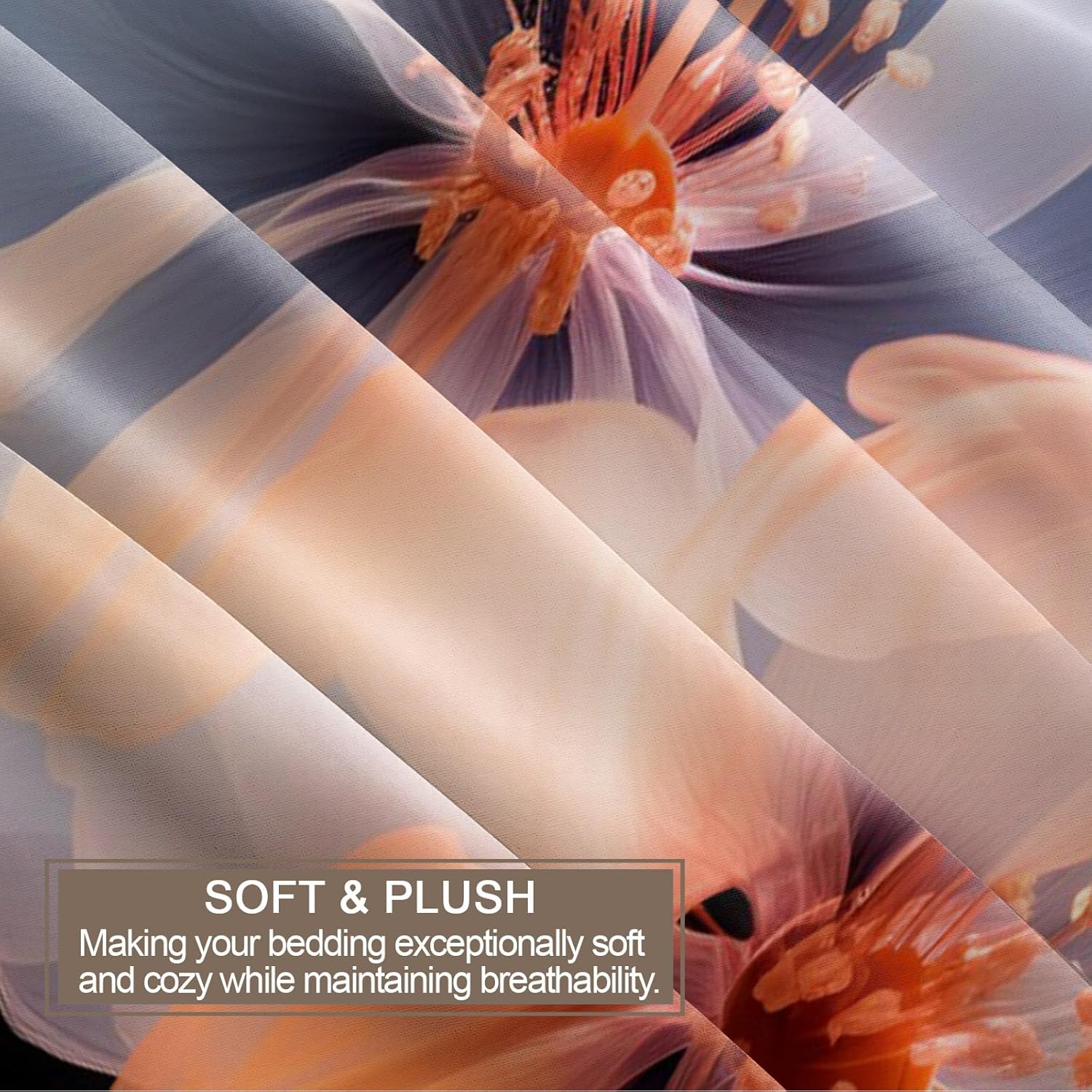 Flowers Duvet Cover Twin Size, Florals Bedding Minimalism Decorative Kids' Duvet Cover Sets Ultra Soft Bedding with Zipper Closure for Kids Room Teen Bed Decor