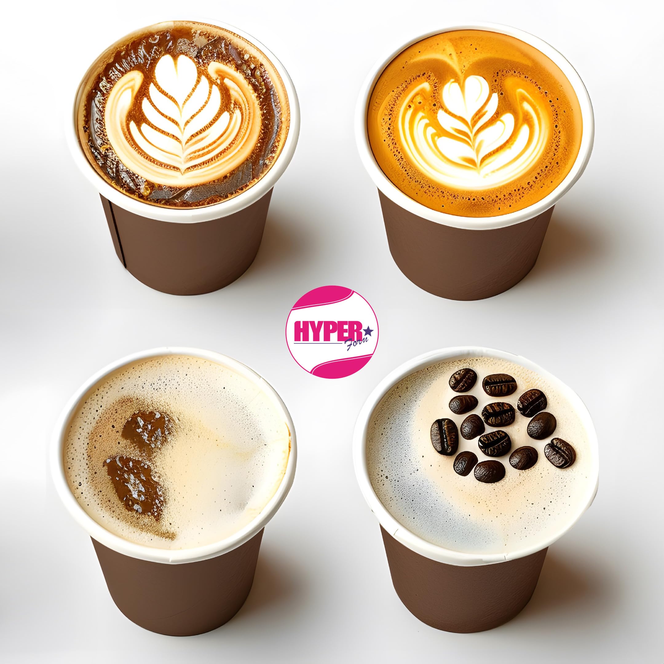 HYPER form 1600 Bicchierini Caffè di Carta Biodegradabili Biocompostabili Tazzine da 75ml