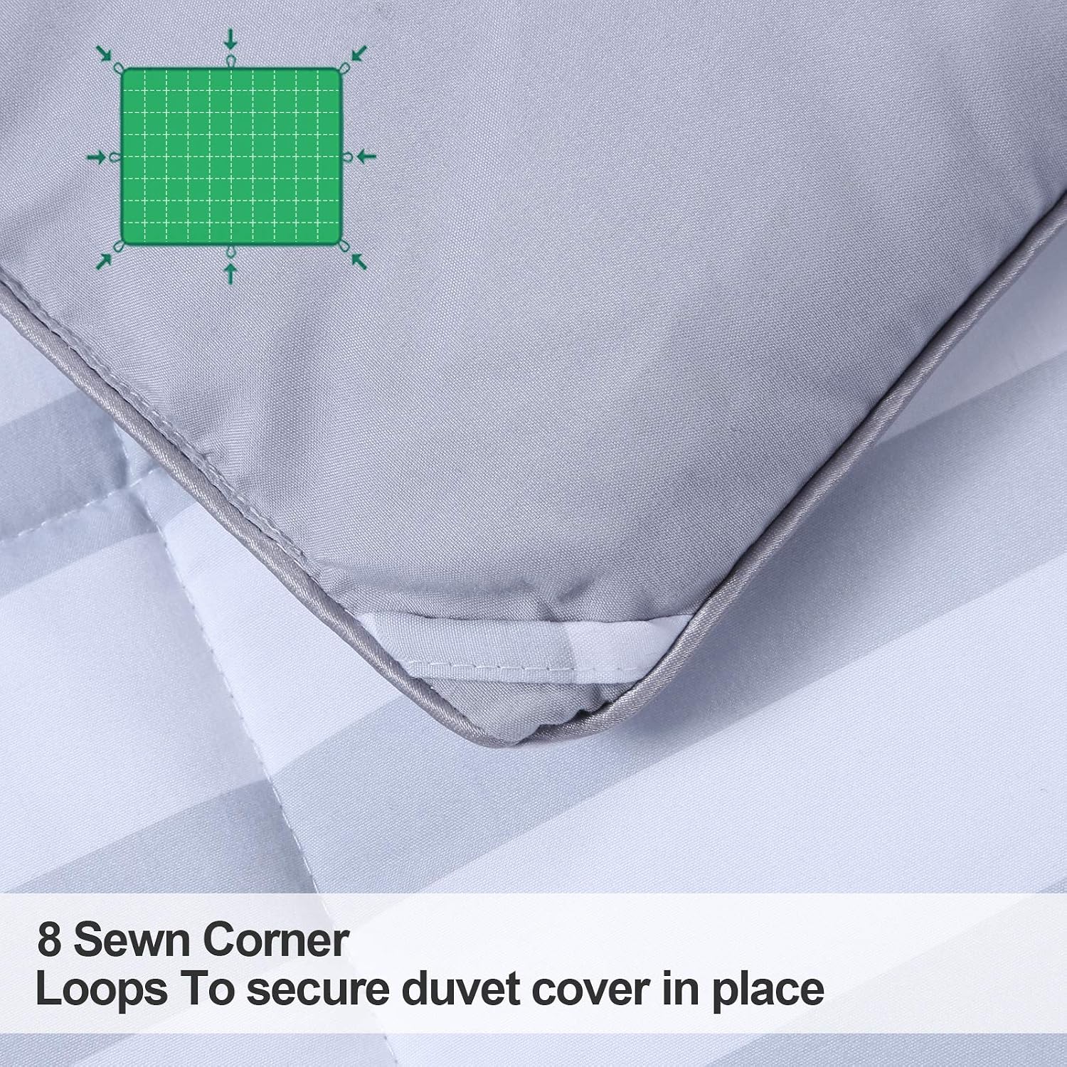 EDILLY Luxury Down Alternative Quilted Queen Comforter-Stand Alone Comforter for Queen Size Bed,Year Round Duvet Insert with 4 Corner Tabs,88''x 88'',Gray White Stripe