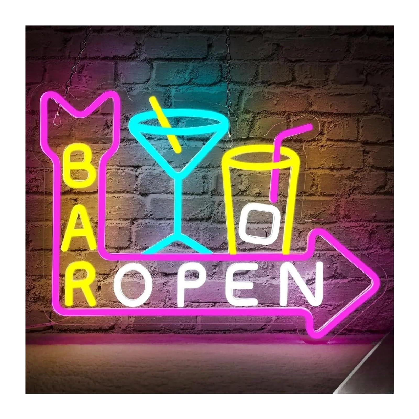 SHOUXI Sign Lamp Bar Open Neon Sign Cocktail Light for Bar Pub Store Man Cave Party Club Restaurant Home Decor 38cmх28cm