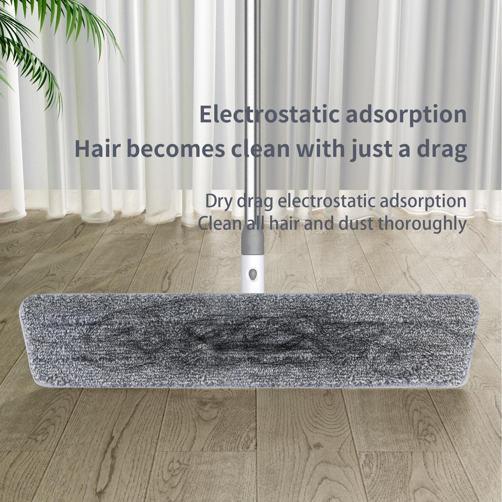 Mopas de Microfibra para Limpieza de Suelos, Herramienta de Limpieza de zócalos de 24 Pulgadas, mopa Plana para Piso Laminado de Madera Dura, Azulejos de Vinilo, mopa de baño y Cocina con 4
