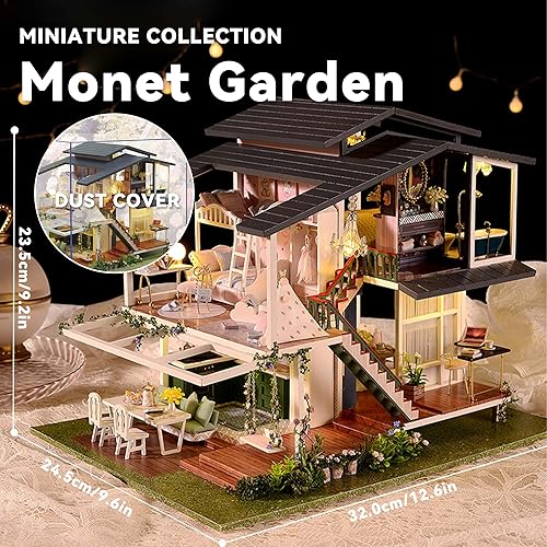 Miniatura 20 de Flever Kit de casa de muñecas en miniatura, manual creativo con muebles para regalo romántico de obras de arte (apartamento Perfect Time)