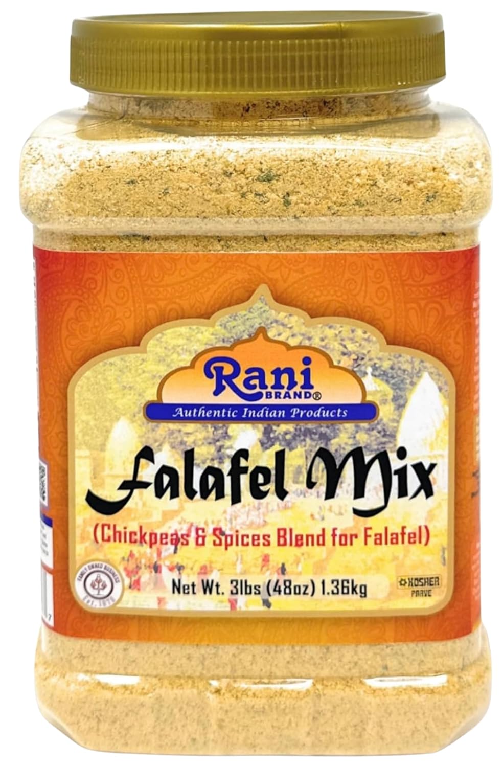 Rani Falafel Mix Chickpeas & Spices Blend 48oz PET Jar - Gluten Friendly, NON-GMO, Kosher, USA Made