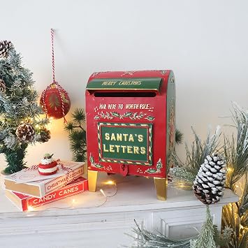 North Pole Post Letters to Santa Mailbox Vintage Mailbox Rustic Metal Christmas Decorative/Letters Decoration Christmas Farmhouse Decor Christmas Decorative Box Green