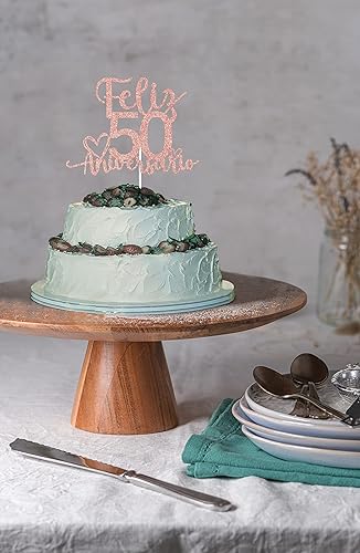 Miniatura 7 de Decoración para tartas de aniversario número 50 de oro rosa, decoración de aniversario de boda, decoración de aniversario de boda de 50 años,
