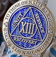 Vista 3 de Medallón AA de 13 años color azul polvoriento chapado en oro Chip XIII