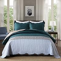 Vista 46 de Travan Juego de Edredón de 3 Piezas Colcha Acolchada Ligera Juego de Cubrecama Reversible con Estampado Floral Juego de Ropa de Cama Acolchada