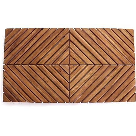 Amazon.com: Belari Teak Shower Mat - Teak , bath mat - Wood Shower Mat ...