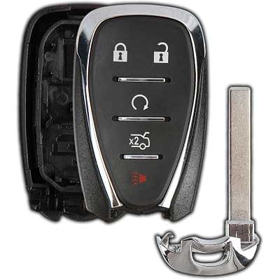 KeylessOption Key Fob Cover Case Replacement for 2016 2017 2018 2019 2020 Chevrolet Chevy Camaro Cruze Malibu Sonic Remote Shell, 5-Button HYQ4AA, HYQ4EA, No Programming Required