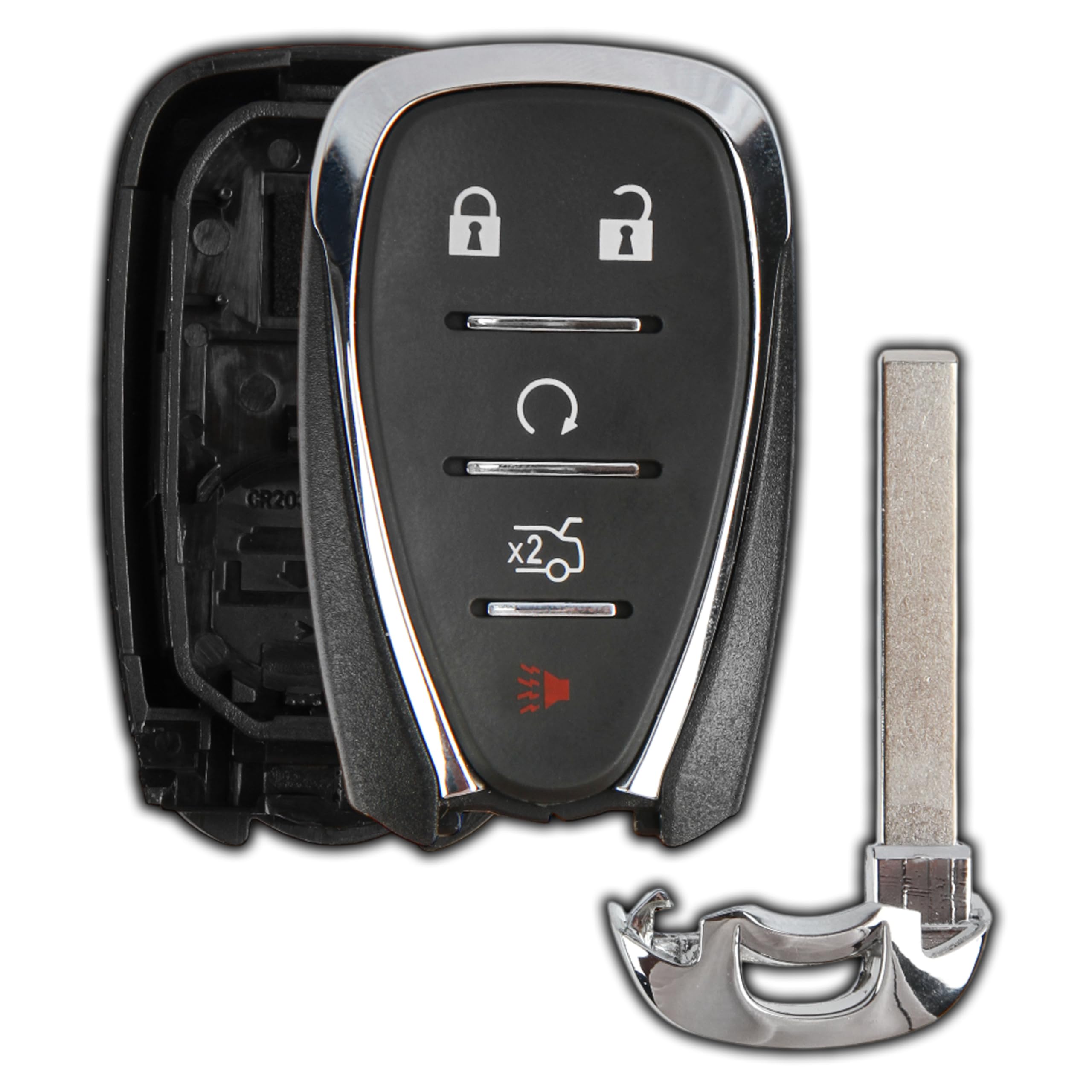 KeylessOption Key Fob Cover Case Replacement for 2016 2017 2018 2019 2020 Chevrolet Chevy Camaro Cruze Malibu Sonic Remote Shell, 5-Button HYQ4AA, HYQ4EA, No Programming Required