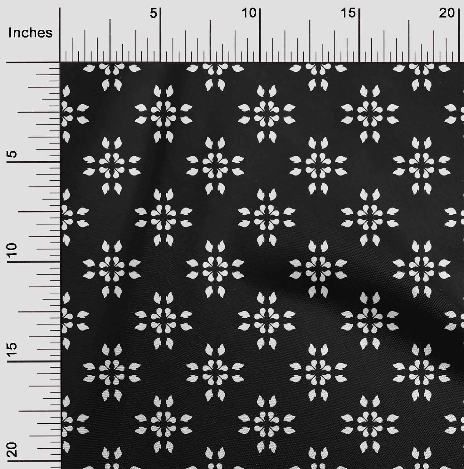 oneOone Cotton Flex Black Fabric Asian Block DIY Clothing Quilting Fabric Print Fabric by Yard 40 Inch Wide-61