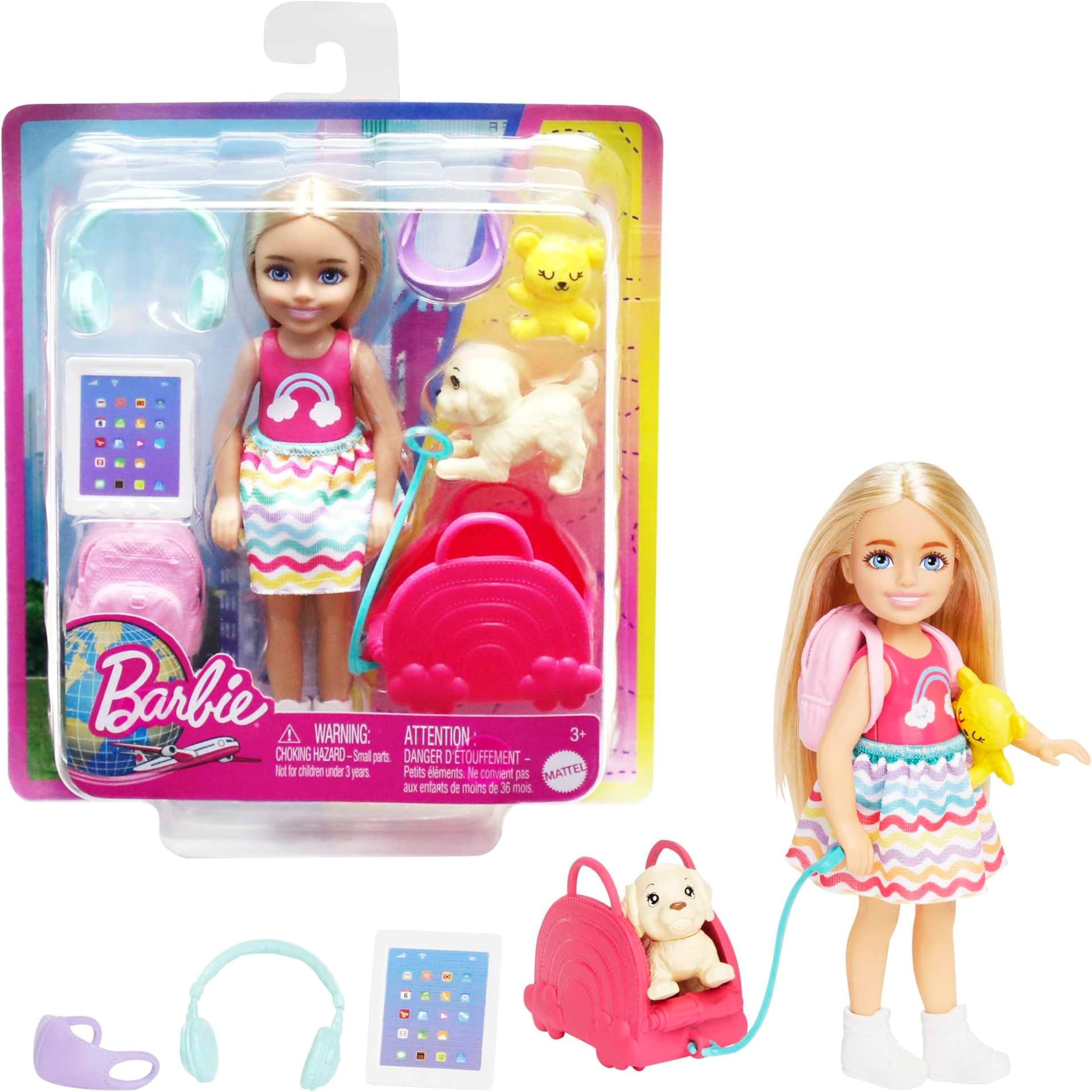 Barbie Chelsea Doll and Travel Themed Piece Count
