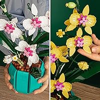 Vista 7 de JOJO&Peach Juego de construcción de bonsái de orquídea, colección botánica, flores artificiales para el hogar u oficina, regalos para San Valentín