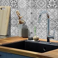 Vista 30 de Lukery Peel and Stick Tile Waterproof Backsplash for Kitchen Flower Tile Stickers Self-Adhesive Floor Tile PVC Wall Tile DIY Tile Decals, Grey