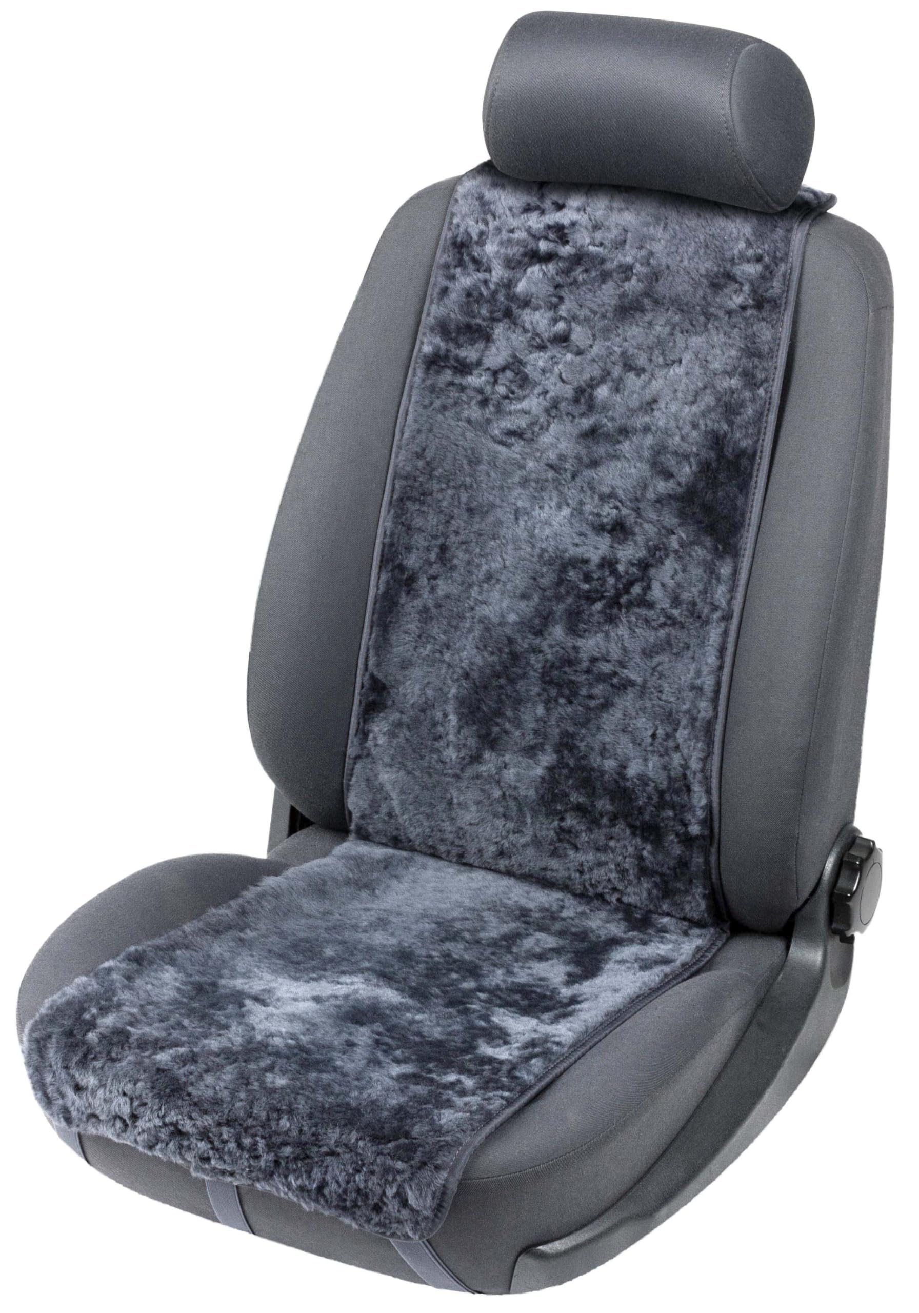 Walser Funda de Asiento de Piel de Cordero Cosmo, Funda de Asiento de Coche 100% Piel de Cordero, Funda de Asiento de Piel de Cordero, Protector de Asiento de Piel de Cordero Antracita