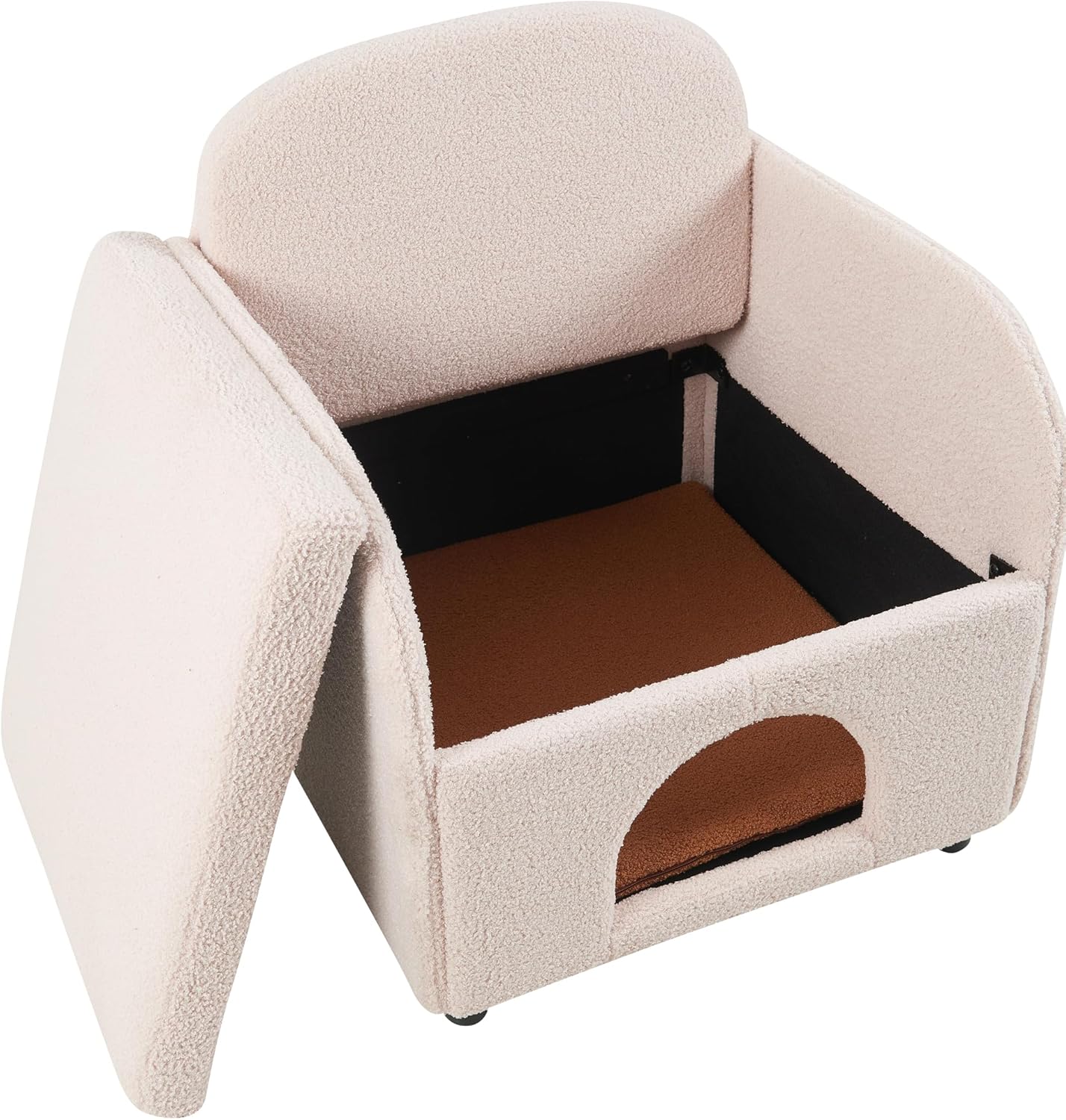 Furniture Style 2 in 1 Pet Friendly Fluffy pet Sofa Fabric Sherpa Dog Sofa Bed Upholstered Leisure Armchair, Plush Seating Chair with Lumbar Pillow for Living Room Bedroom Dog Sofa
