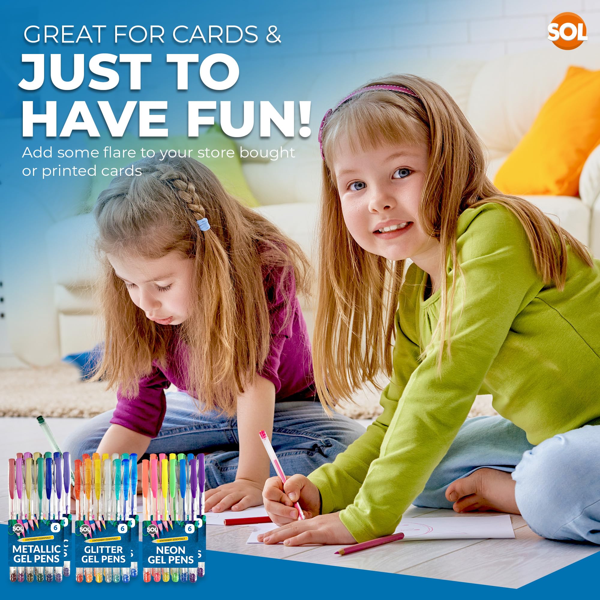 SOL 36pk Gel Pens, Assorted Colours with Glitter, Neon and Metallic Inks, Smooth Writing Pens for Journaling Drawing - Image 4