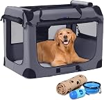 Petprsco Crate de chien portable collapsible, Cate de chien de voyage 24x17x17 avec couverture chaude douce et bol pliable pour les grands chats & Petits chiens intérieur et extérieur