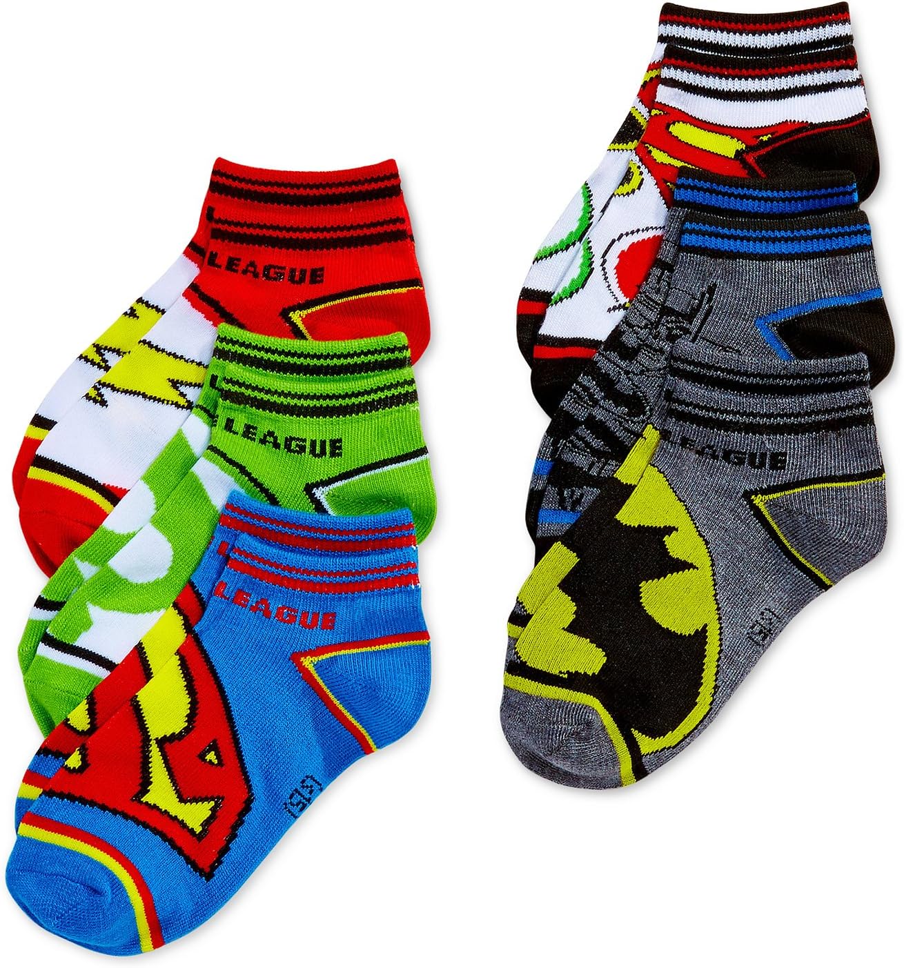 DC Comics Boy's 6 Pack Justice League Socks, Size 4-6