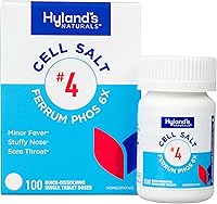 Vista 1 de Hyland's No. 4 Cell Salt Ferrum Phos 6X Tablets, Decongestant and Sinus Relief, Inflammation Supplement, Natural Relief of Cold and Fever Symptoms