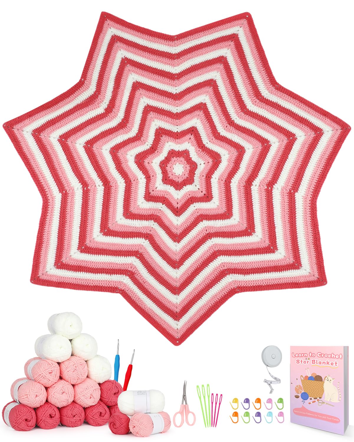 Crochet Kit for Beginners, Crochet Blanket Kits for Adults Learn to Crocheting Blanket Kit