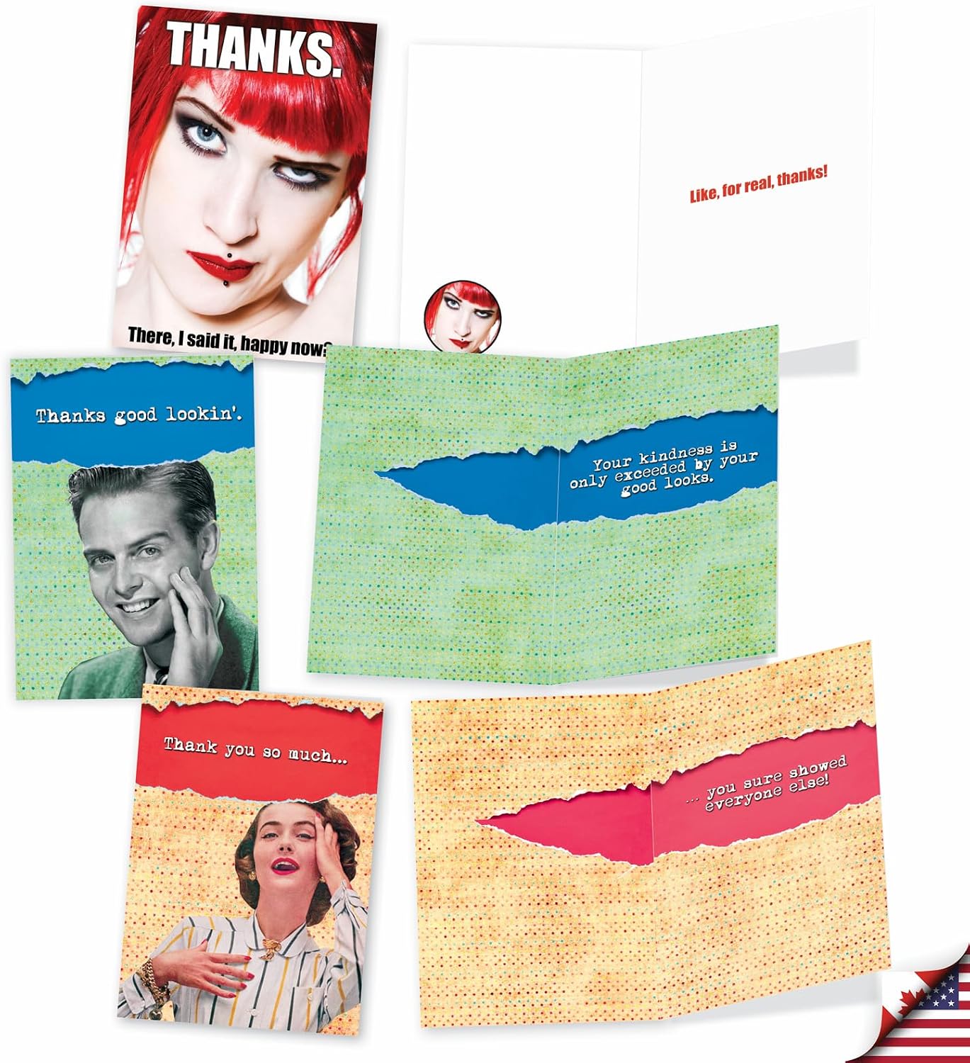 NobleWorks 10 Assorted Box Set Hilarious Thank You Greeting Cards w/5 x 7 Inch Envelopes (10 Designs, 1 Each) Much Gratitude AC7851TYG-B1x10