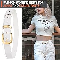 Vista 40 de Cinturones para mujer para jeans de 1.1 pulgadas de ancho, cinturones para vestidos de cuero de grano completo con hebilla dorada, caja de regalo