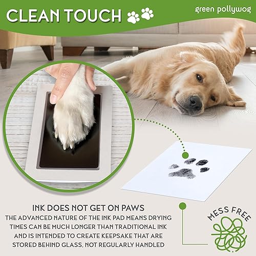 Miniatura 8 de Green Pollywog Almohadilla de tinta sin tinta extra grande para mascotas Impresiones de patas y nariz para perros y gatos no tóxicas Kit de sellos