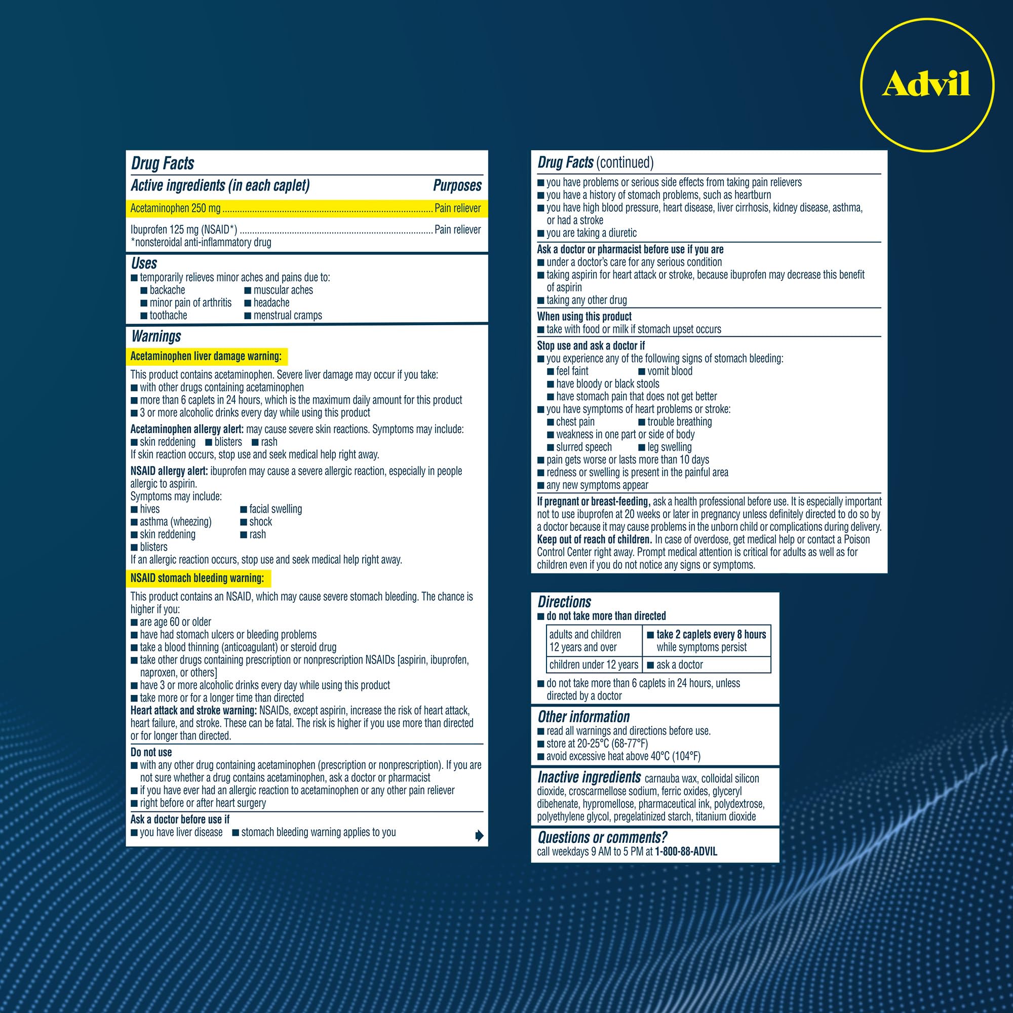 Advil Dual Action Back Pain Coated Caplets with Acetaminophen, 144 Count — Amazon image 9