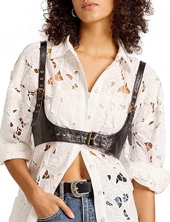 Genuine Leather Waist Belt Harness for Women - Steampunk Underbust Corset