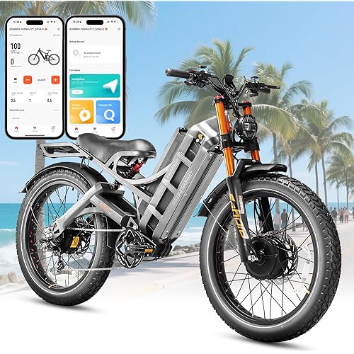 eAhora Romeo Pro 3/2 [2025] 46-50 Mph Electric Bike for Adults, Peak 5600W Dual Motor Ebike, 60V 80Ah 250 Miles Long Range E Bike, 26”*4.0 Fat Tire Air Full Suspension Off-Road E-Bike