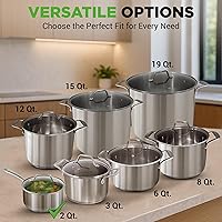 Vista 2 de NutriChef Olla de acero inoxidable de 2 cuartos de galón con tapa, cacerola resistente con asas ergonómicas, para todas las estufas