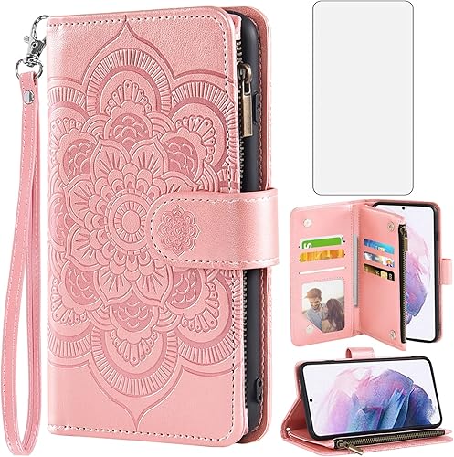 Asuwish Funda de teléfono para Samsung Galaxy S22 Plus S22+ 5G Funda tipo cartera con protector de pantalla de vidrio templado y soporte para
