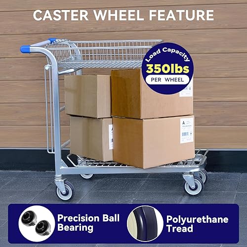 Miniatura 3 de Ruedas de carrito de compras de 5 pulgadas, ruedas de repuesto de eje de 516 pulgadas, ruedas de poliuretano para carrito de 1400 libras de