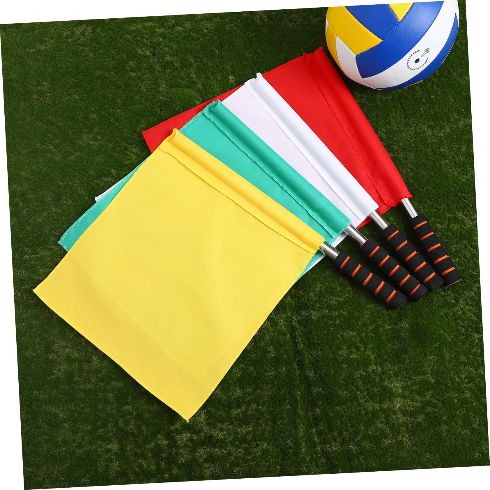 Operitacx 4Pcs Referee Flags, Stainless Steel Hand Flag With Sponge Handle, Green - View #7