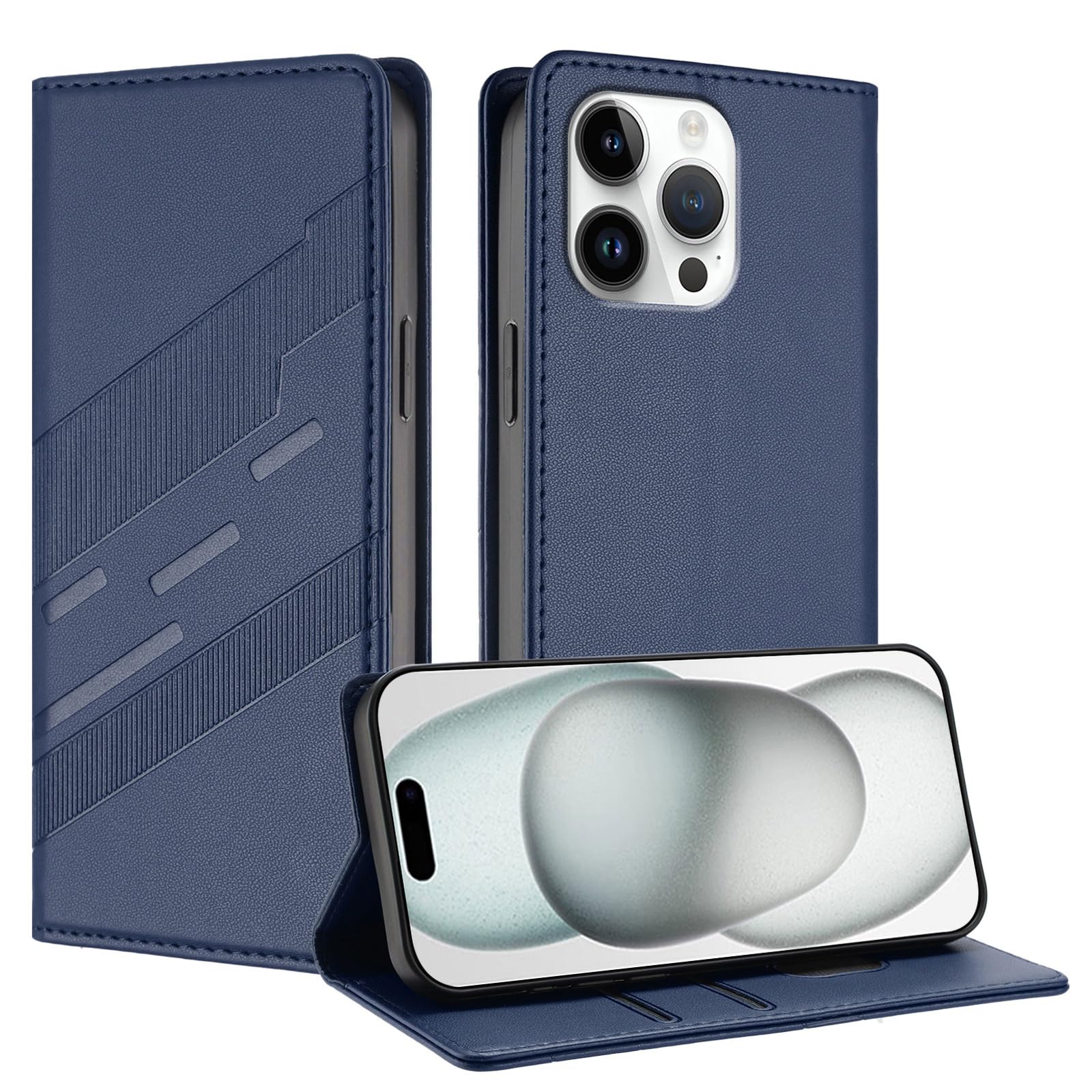 Generic Étui compatible avec iPhone 8 Plus / 7 Plus / 6 Plus (couleur : bleu) Portefeuille fin en cuir avec cartes Flip Back Cover