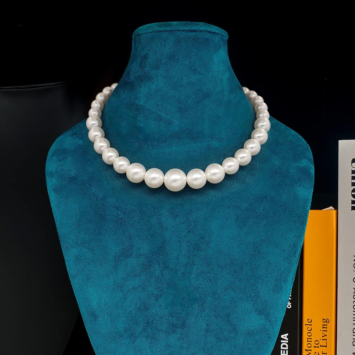 MUYAN Round Imitation Pearl Necklace for Women Pearl Open Choker Necklace Jewelry, White - Image 6