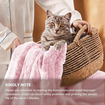 Homemate Heated Blanket Electric Heating Throw 50x60 Plush Faux Fur Sherpa | ETL Certified 2/4/6/8H Auto-Off 10 Heat Levels Overheat Protection Machine Washable,For Cold AC Office Room Cold Sleeper Gift
